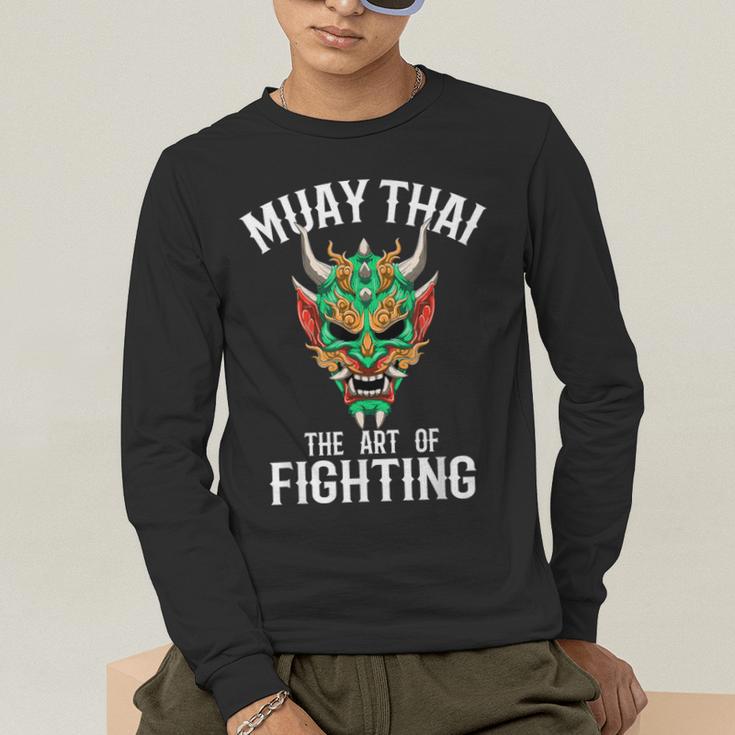 Muay Thai Oni Mask Thai Boxing And Kickboxing Men's Long Sleeve T-Shirt Muay Thai Oni Mask Thai Boxing And Kickboxing Men's Long Sleeve T-Shirt