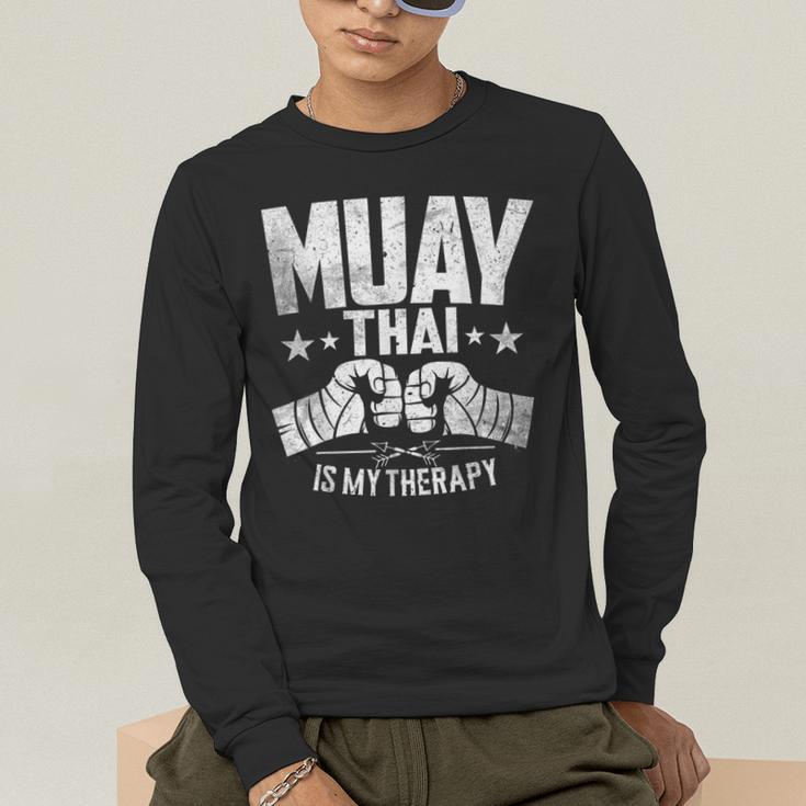 Muay Thai Is My Therapy Muay Thai Lovers Muay Thai Men's Long Sleeve T-Shirt Muay Thai Is My Therapy Muay Thai Lovers Muay Thai Men's Long Sleeve T-Shirt