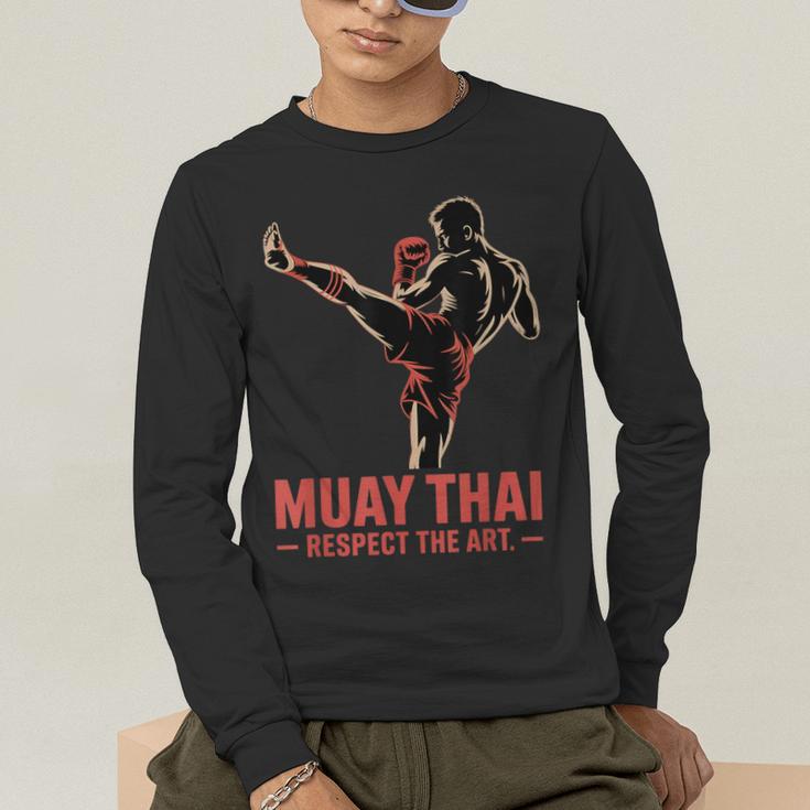 Muay Thai Respect The Art Martial Arts Kickboxing MMA Men's Long Sleeve T-Shirt Muay Thai Respect The Art Martial Arts Kickboxing MMA Men's Long Sleeve T-Shirt