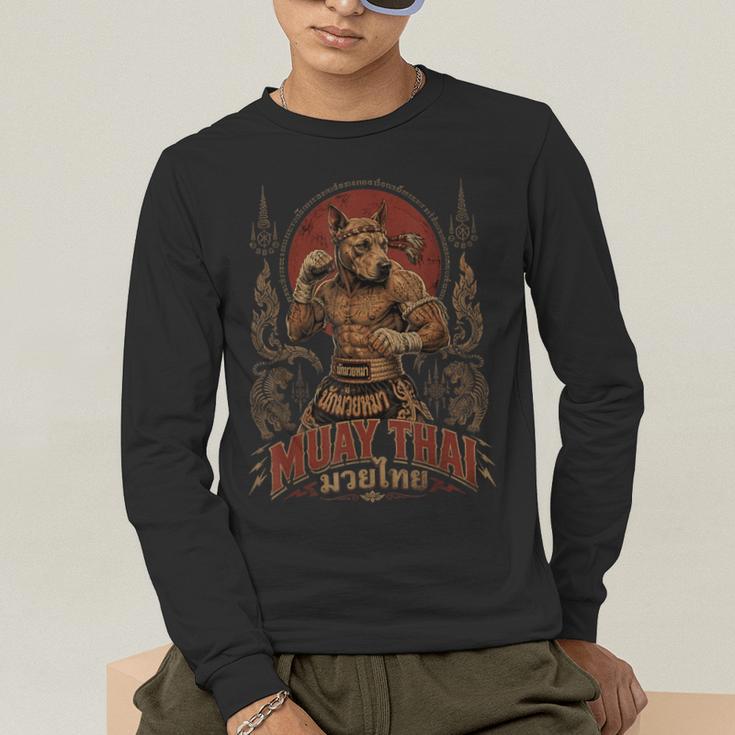 Muay Thai Roots Vintage Thai Boxing Fighter Thailand Dog Men's Long Sleeve T-Shirt Muay Thai Roots Vintage Thai Boxing Fighter Thailand Dog Men's Long Sleeve T-Shirt