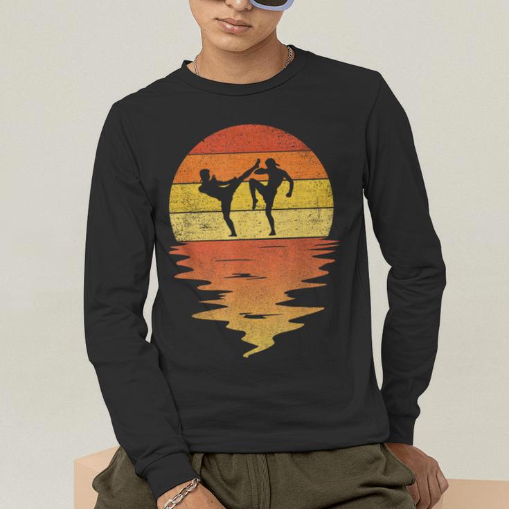Muay Thai Shirt Retro Sunset 70s Vintage Muay Thai Men's Long Sleeve T-Shirt Muay Thai Shirt Retro Sunset 70s Vintage Muay Thai Men's Long Sleeve T-Shirt