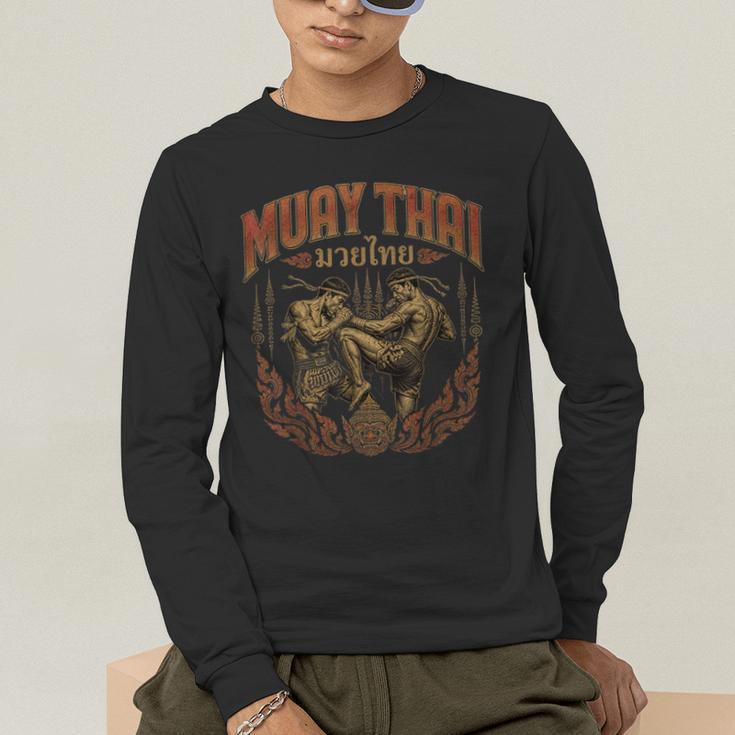 Muay Thai Vintage Thai Boxing Warrior Art Of 8 Limbs Men's Long Sleeve T-Shirt Muay Thai Vintage Thai Boxing Warrior Art Of 8 Limbs Men's Long Sleeve T-Shirt