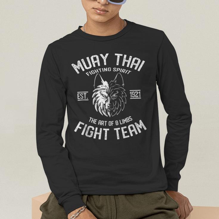 Muay Thai Wolf Fight Team Nak Muay Kickboxing Men's Long Sleeve T-Shirt Muay Thai Wolf Fight Team Nak Muay Kickboxing Men's Long Sleeve T-Shirt