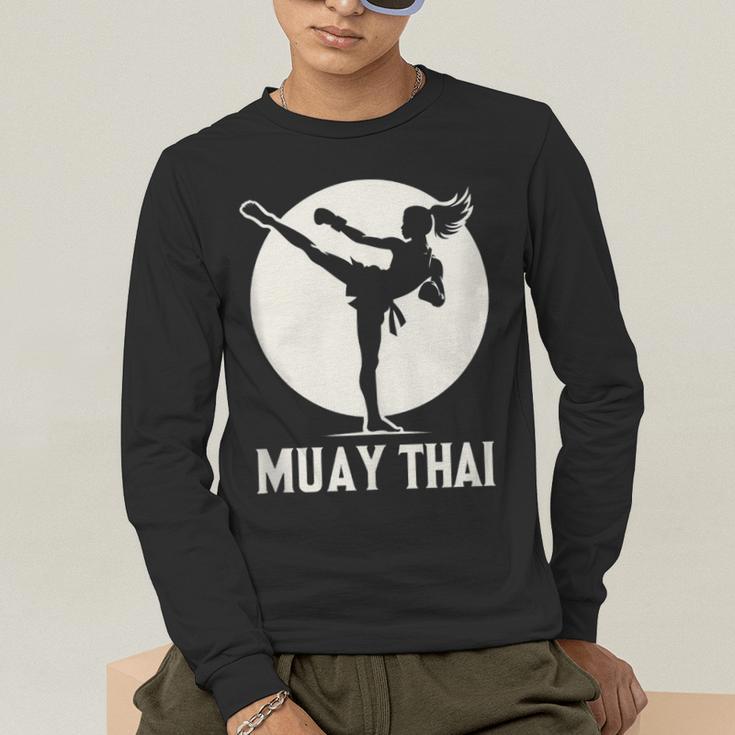 Muay Thai Woman Image Men's Long Sleeve T-Shirt Muay Thai Woman Image Men's Long Sleeve T-Shirt