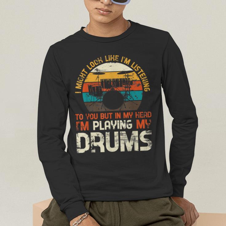 Musician Drummer Music Lover Drum Kit Men's Long Sleeve T-Shirt Musician Drummer Music Lover Drum Kit Men's Long Sleeve T-Shirt