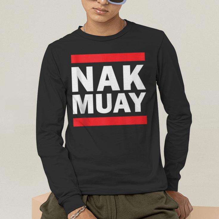 Nak Muay Thai Kickboxing KnuckMuay Thai Kickboxing Kickboxer Fighter MMA Men's Long Sleeve T-Shirt