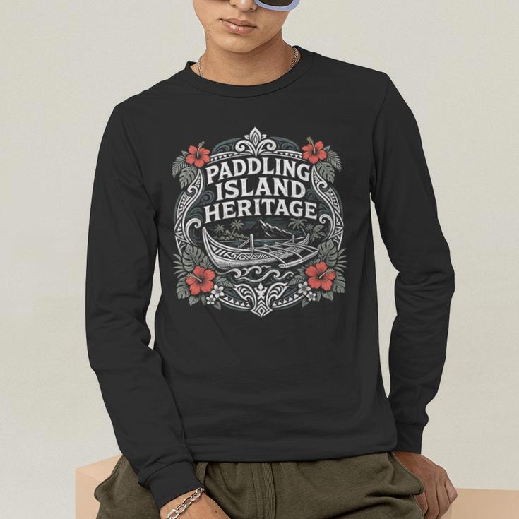 Paddling Island Heritage Outrigger Canoe Men's Long Sleeve T-Shirt
