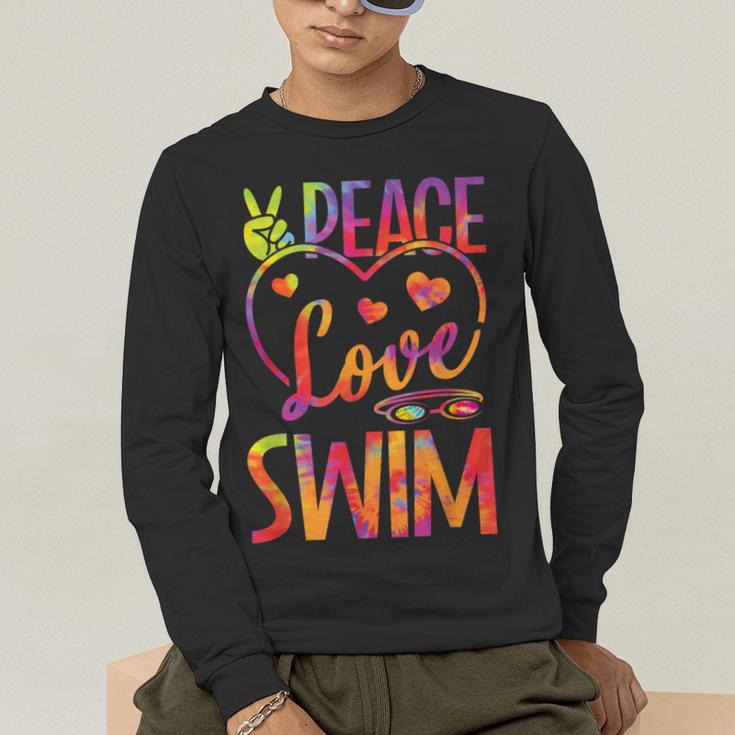 Peace Love Swim Swimming Tie Dye Swimmer Swimming Swim Team Men's Long Sleeve T-Shirt Peace Love Swim Swimming Tie Dye Swimmer Swimming Swim Team Men's Long Sleeve T-Shirt