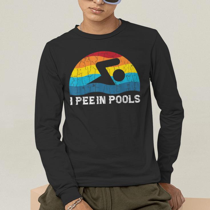 I Pee In Pools Swimmer Swimming Coach Player Graphic Men's Long Sleeve T-Shirt