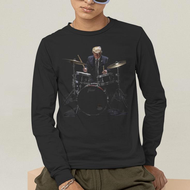 Percussion Player Drumset Retro Drum Kit Percussionist Trump Drummer Drums 2024 -Adults Men's Long Sleeve T-Shirt Percussion Player Drumset Retro Drum Kit Percussionist Trump Drummer Drums 2024 -Adults Men's Long Sleeve T-Shirt