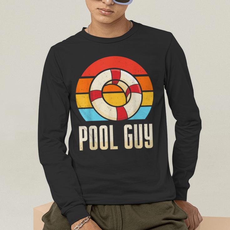 Pool Guy Swimming Attendant Attendants Rescuer Men's Long Sleeve T-Shirt