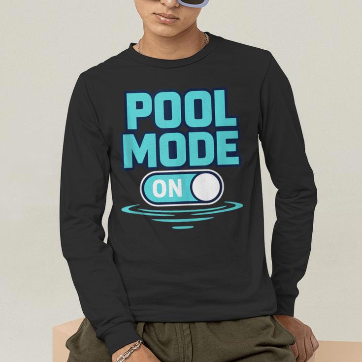 Pool Mode On Summer Swimming Vacation Men's Long Sleeve T-Shirt Pool Mode On Summer Swimming Vacation Men's Long Sleeve T-Shirt