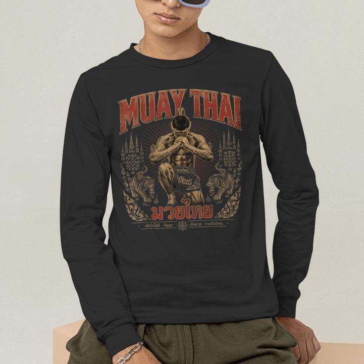Retro Thailand Muay Thai Thai Boxing Fighter Art Men's Long Sleeve T-Shirt Retro Thailand Muay Thai Thai Boxing Fighter Art Men's Long Sleeve T-Shirt