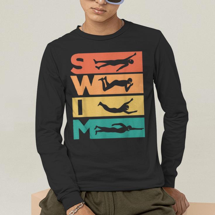 Retro Vintage Swimming For Swimmers Men's Long Sleeve T-Shirt Retro Vintage Swimming For Swimmers Men's Long Sleeve T-Shirt