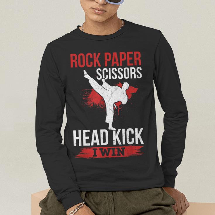Rock Paper Scissors Head Kick I Win Muay Thai Men's Long Sleeve T-Shirt