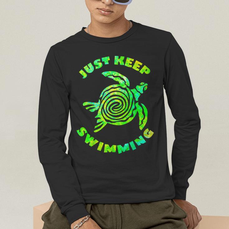 Sea Turtle Just Keep Swimming Ocean Beach Vacation Men's Long Sleeve T-Shirt Sea Turtle Just Keep Swimming Ocean Beach Vacation Men's Long Sleeve T-Shirt