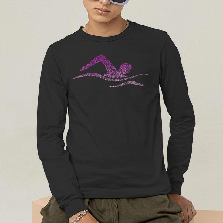 Silhouette Icon Swimmer Stuff Girls Swimming Men's Long Sleeve T-Shirt