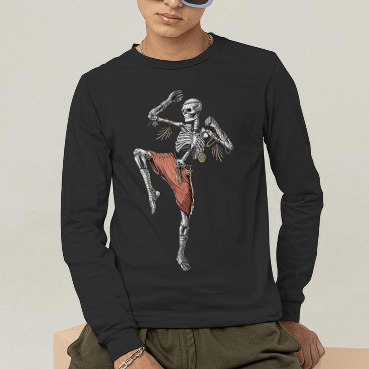 Skeleton Muay Thai Boxing Karate Kickboxing Martial Arts Men's Long Sleeve T-Shirt