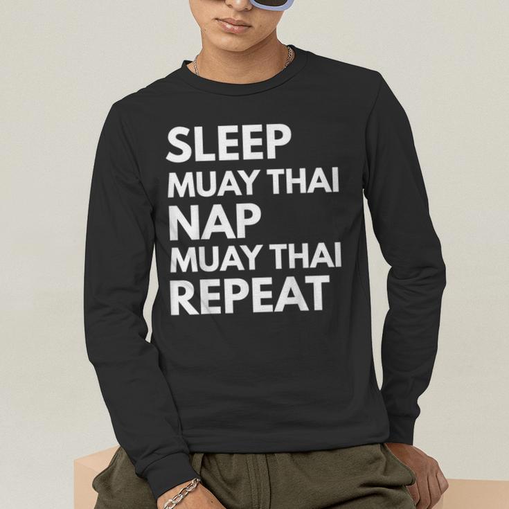 Sleep Nap Muay Thai Repeat Lover Martial Arts Men's Long Sleeve T-Shirt
