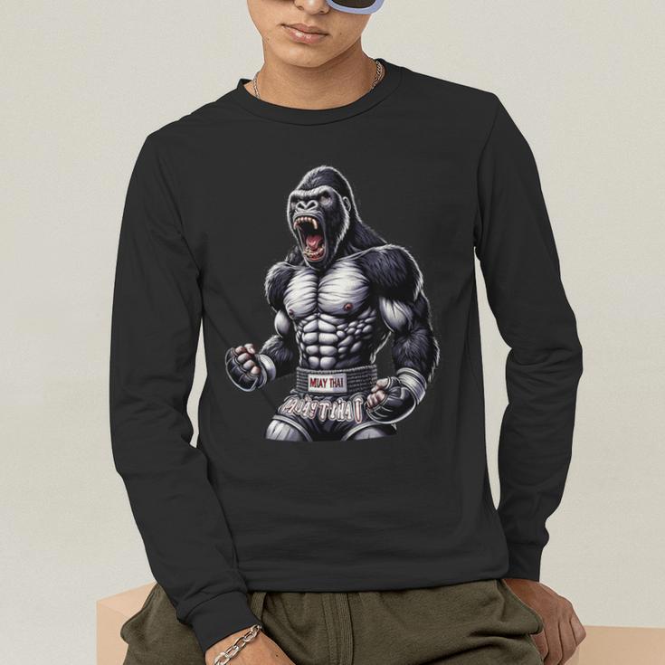 Strong Muay Thai Gorilla Thai Boxing And Fighting Men's Long Sleeve T-Shirt Strong Muay Thai Gorilla Thai Boxing And Fighting Men's Long Sleeve T-Shirt