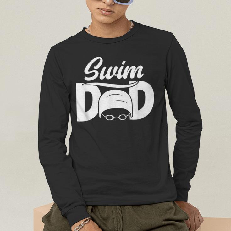 Swim Dad Proud Swimming Dad Of A Swimmer Dad Swim Father Men's Long Sleeve T-Shirt