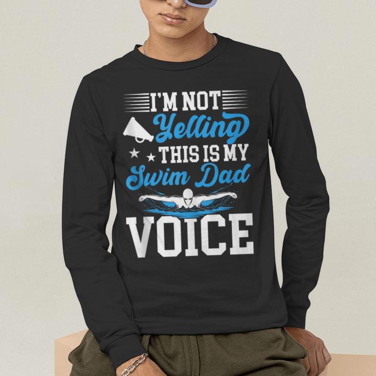 Swim Dad Voice Swimming Dad Of A Swimmer Father Men's Long Sleeve T-Shirt