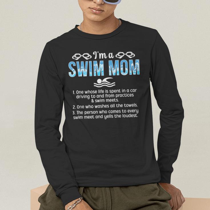 Swim Mom Definition Swimming Mom Of A Swimmer Mama Men's Long Sleeve T-Shirt Swim Mom Definition Swimming Mom Of A Swimmer Mama Men's Long Sleeve T-Shirt