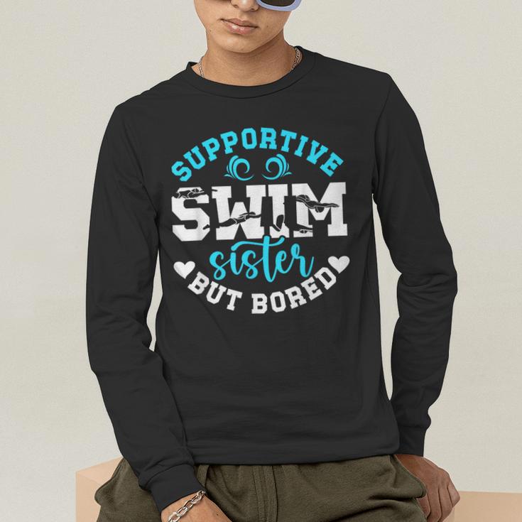 Swim Sister Supportive Swimming Sister Of A Swimmer Sis Men's Long Sleeve T-Shirt Swim Sister Supportive Swimming Sister Of A Swimmer Sis Men's Long Sleeve T-Shirt