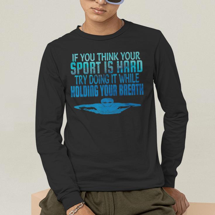 Swim Swimmer Tshirt Swimming Shirt Sport Practice Tee Men's Long Sleeve T-Shirt