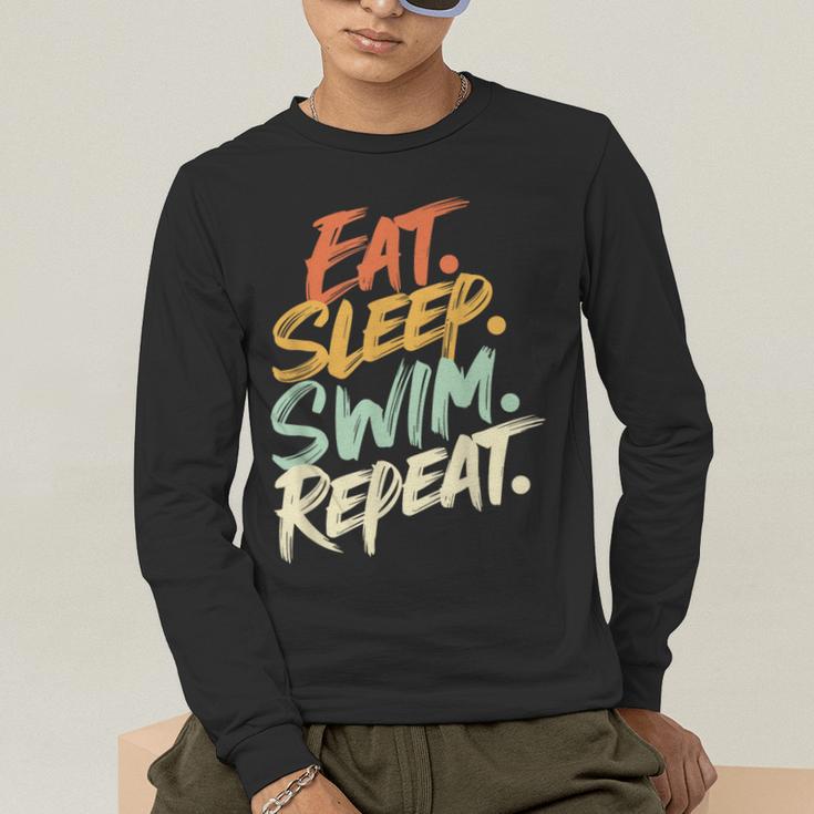 Swimmer Eat Sleep Swim Repeat I Swimming Men's Long Sleeve T-Shirt Swimmer Eat Sleep Swim Repeat I Swimming Men's Long Sleeve T-Shirt