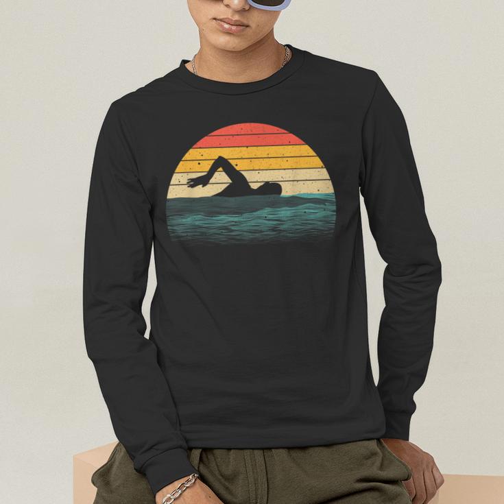 Swimming Art For Men Women Swim Coach Rescue Swimmer Men's Long Sleeve T-Shirt Swimming Art For Men Women Swim Coach Rescue Swimmer Men's Long Sleeve T-Shirt