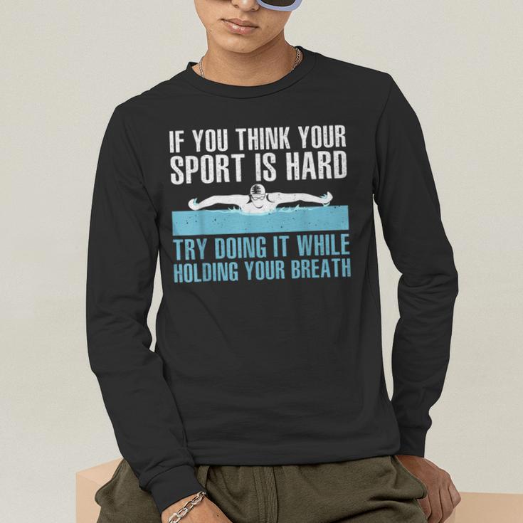 Swimming Art For Men Women Swimmer Swim Coach Training Men's Long Sleeve T-Shirt