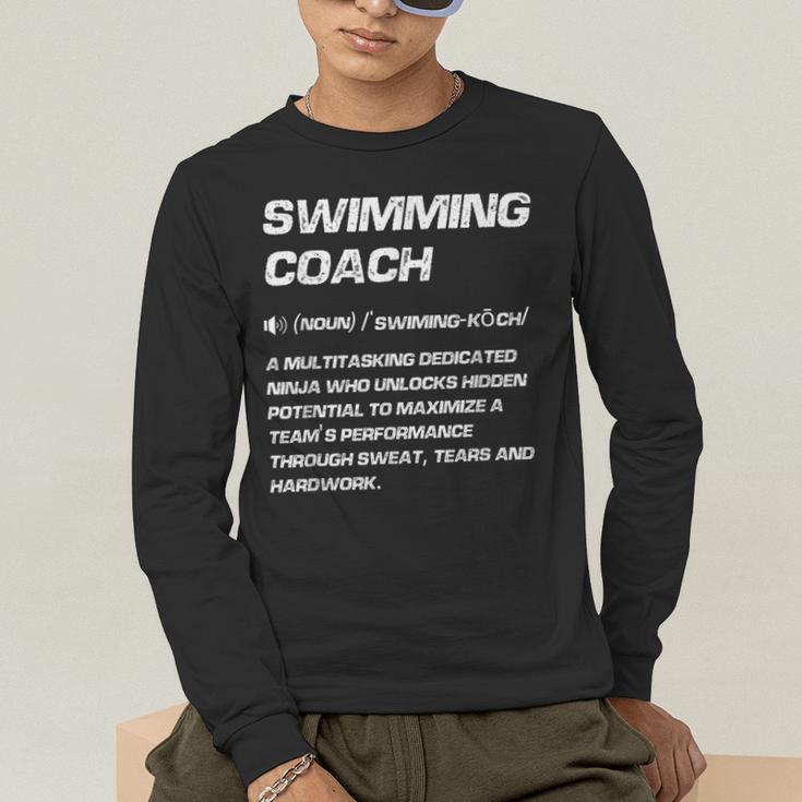 Swimming Coach Definition Swimming Instructor Men's Long Sleeve T-Shirt Swimming Coach Definition Swimming Instructor Men's Long Sleeve T-Shirt