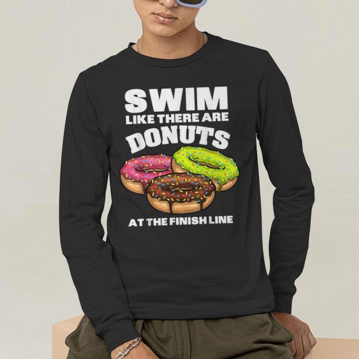 Swimming Donut Men Women Swimmer Sports Athlete Men's Long Sleeve T-Shirt Swimming Donut Men Women Swimmer Sports Athlete Men's Long Sleeve T-Shirt
