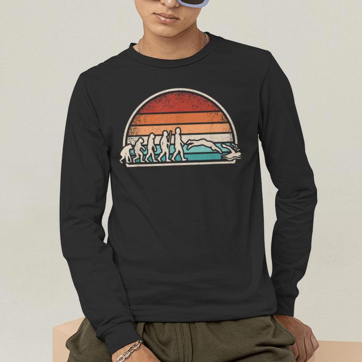 Swimming Evolution Retro Swim Swimmer Men Women Men's Long Sleeve T-Shirt Swimming Evolution Retro Swim Swimmer Men Women Men's Long Sleeve T-Shirt