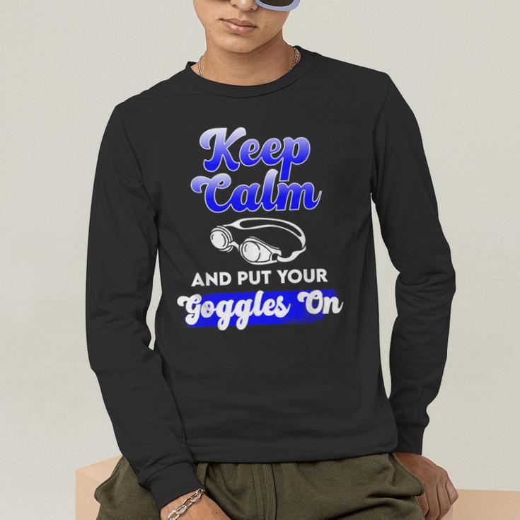 Swimming Goggles Saying Swim Team Gear Men's Long Sleeve T-Shirt Swimming Goggles Saying Swim Team Gear Men's Long Sleeve T-Shirt
