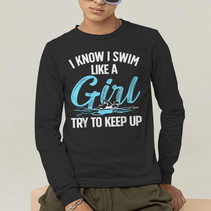 Swimming For Men Women Kids Swimmer Swim Lovers Men's Long Sleeve T-Shirt