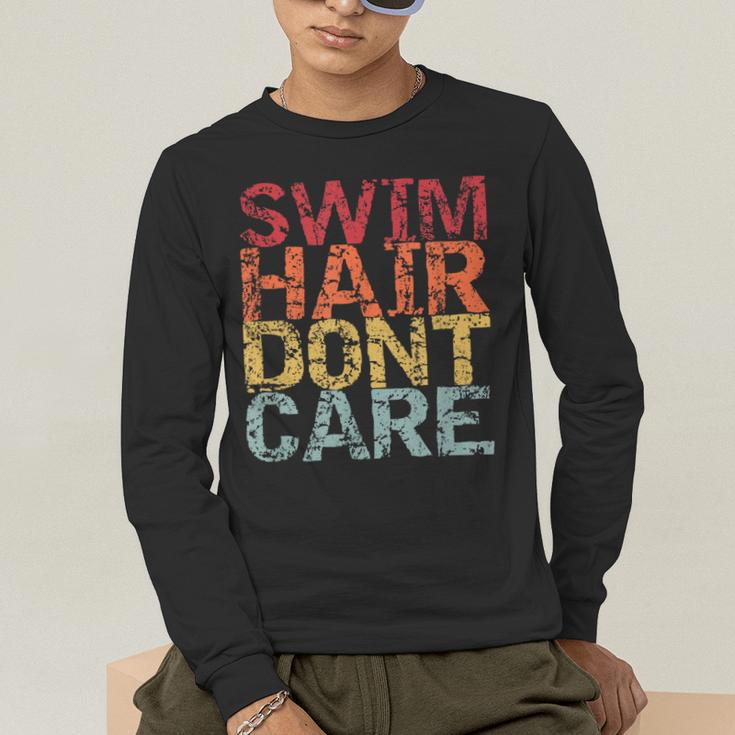 Swimming Pool Diving Sport Swimmer Swim Hair Dont Care Men's Long Sleeve T-Shirt