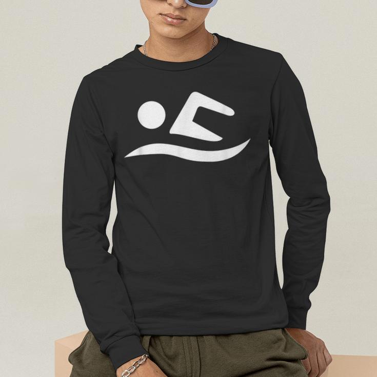 Swimming Silhouette Logo Men's Long Sleeve T-Shirt Swimming Silhouette Logo Men's Long Sleeve T-Shirt