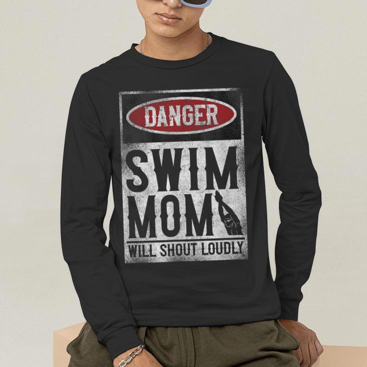 Swimming Swimmer DANGER Swim Mom Men's Long Sleeve T-Shirt Swimming Swimmer DANGER Swim Mom Men's Long Sleeve T-Shirt