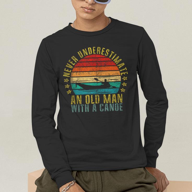 Never Underestimate An Old Man With a Canoe Retro Sleeveless Men's Long Sleeve T-Shirt Never Underestimate An Old Man With a Canoe Retro Sleeveless Men's Long Sleeve T-Shirt