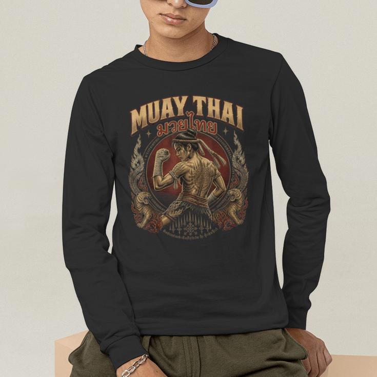 Vintage Muay Thai Flag Thailand Thai Boxing Fighter Men's Long Sleeve T-Shirt