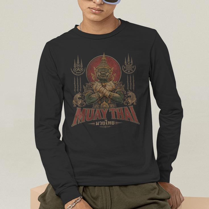 Vintage Muay Thai Respect Thai Boxing Fighter Thai Giant Men's Long Sleeve T-Shirt