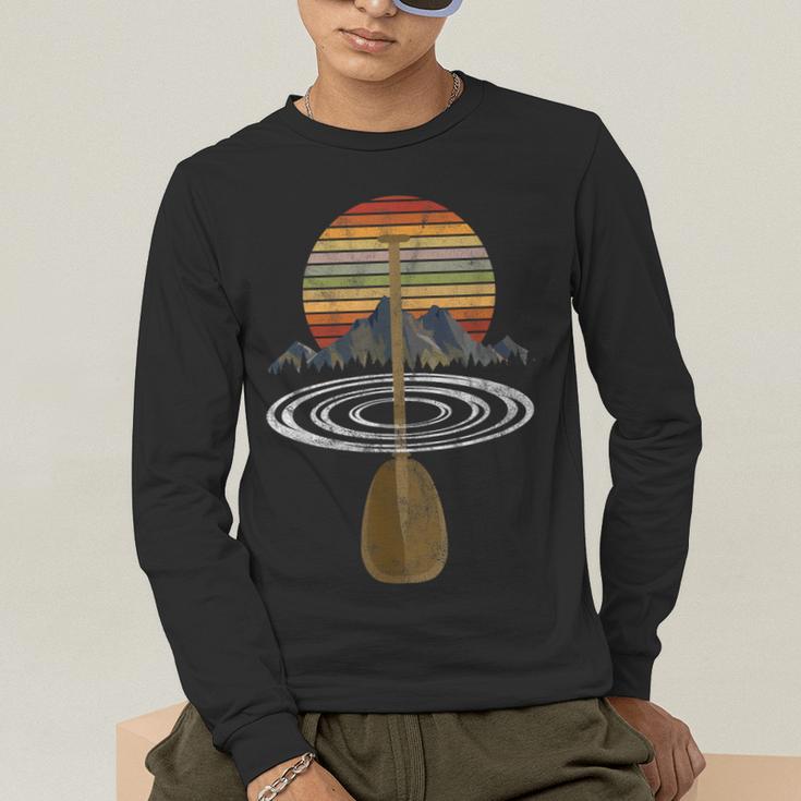 Vintage Retro Canoe Paddle & Mountains Rafting Men's Long Sleeve T-Shirt