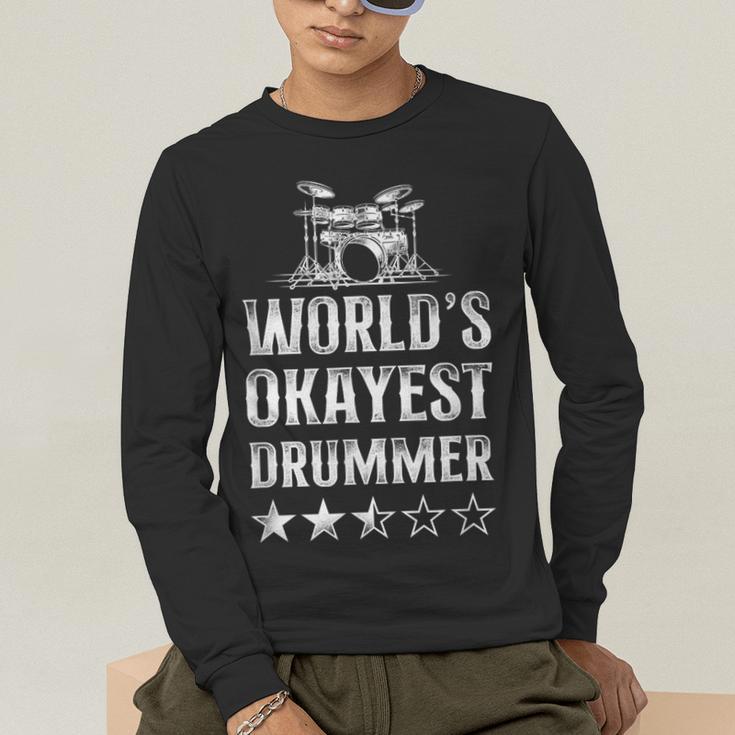 Vintage World'S Okayest Drummer Drum Kit Men's Long Sleeve T-Shirt Vintage World'S Okayest Drummer Drum Kit Men's Long Sleeve T-Shirt