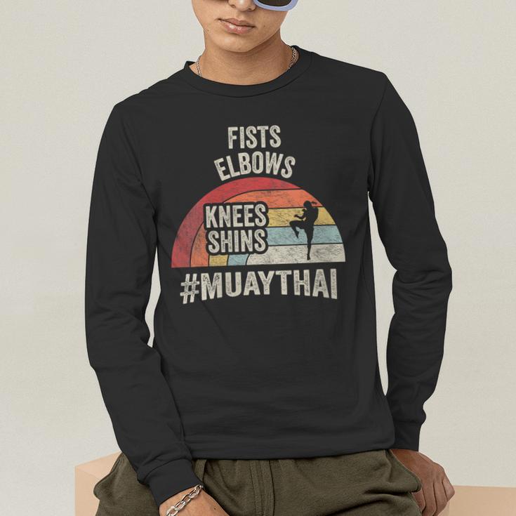Women's Retro Muay Thai Martial Arts Fighter Graphic Men's Long Sleeve T-Shirt Women's Retro Muay Thai Martial Arts Fighter Graphic Men's Long Sleeve T-Shirt
