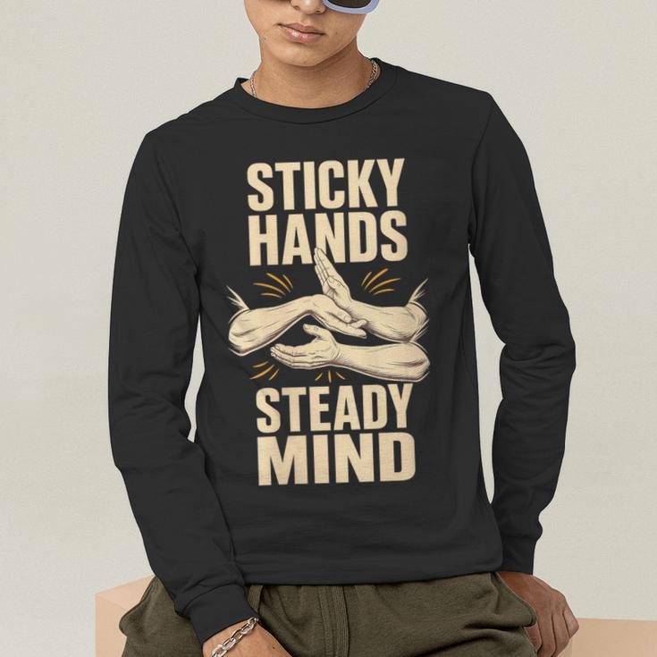 Women's Sticky Hands Steady Mind Muay Thai Boxing Men's Long Sleeve T-Shirt