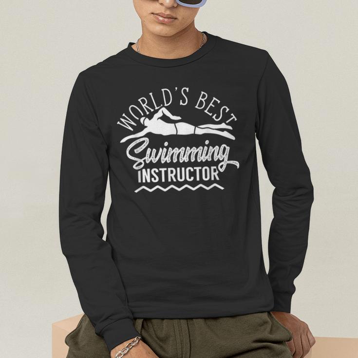 World's Best Swimming Instructor Teacher Coach Swim Men Women Kids Men's Long Sleeve T-Shirt World's Best Swimming Instructor Teacher Coach Swim Men Women Kids Men's Long Sleeve T-Shirt