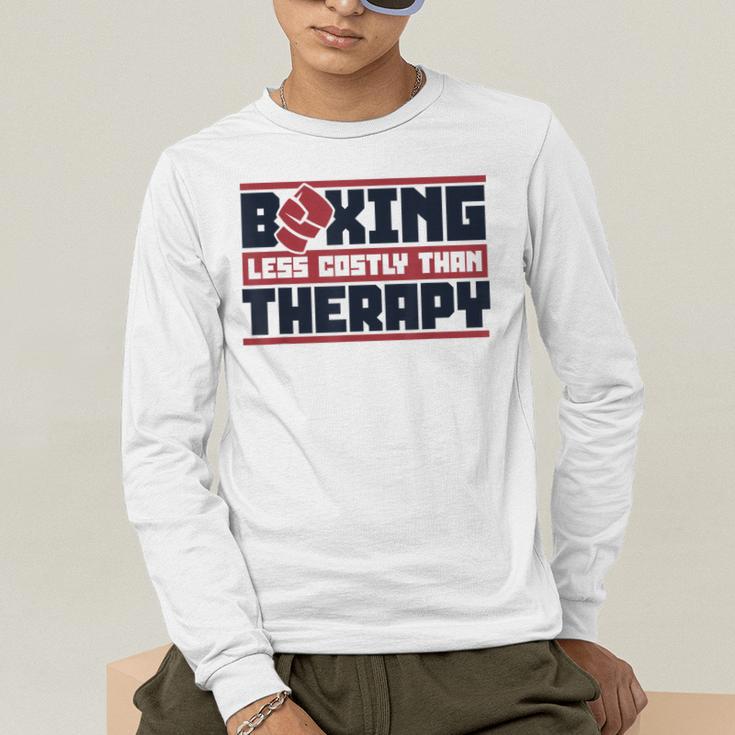 Boxing Less Costly Than Therapy Muay Thai Boxing Men's Long Sleeve T-Shirt Boxing Less Costly Than Therapy Muay Thai Boxing Men's Long Sleeve T-Shirt
