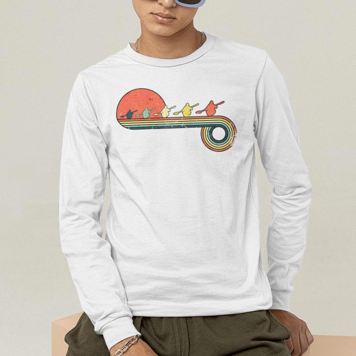 Canoe Retro Vintage Sunset Rainbow Raglan Baseball Tee Men's Long Sleeve T-Shirt